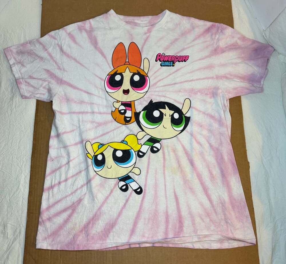 The Powerpuff Girls Size L Pink Tie-Dye Graphic T-Shirt